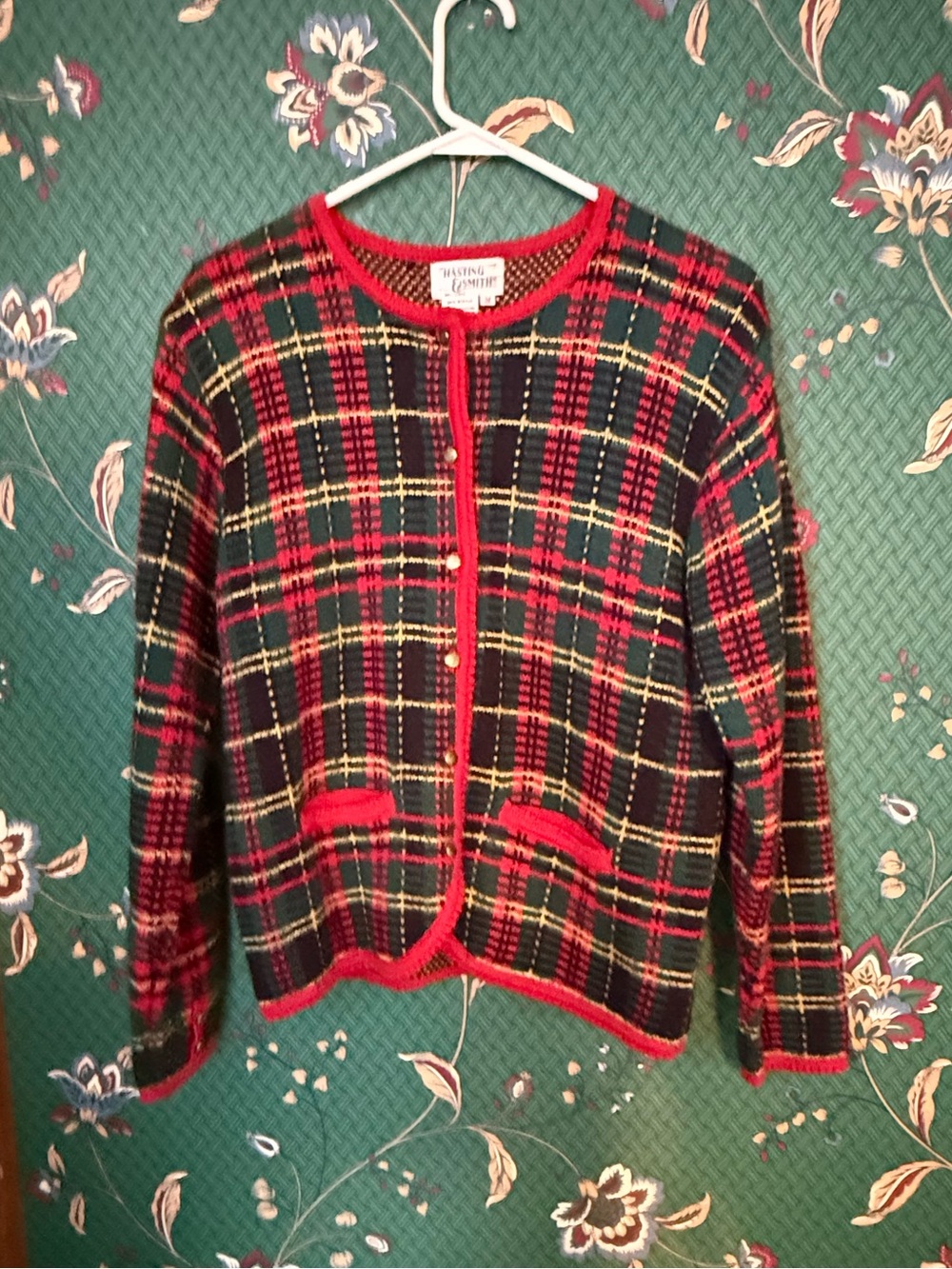 Vintage Red Plaid Cardigan Sweater - Hastings & Smith